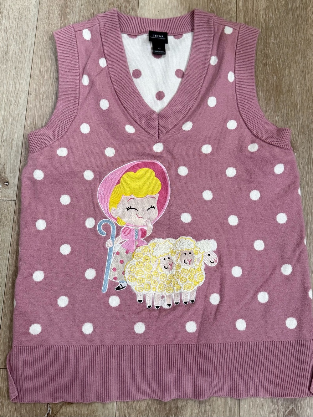 Her Universe Pink Polka Dot Sleeveless Sweater Vest with Little Bo peep